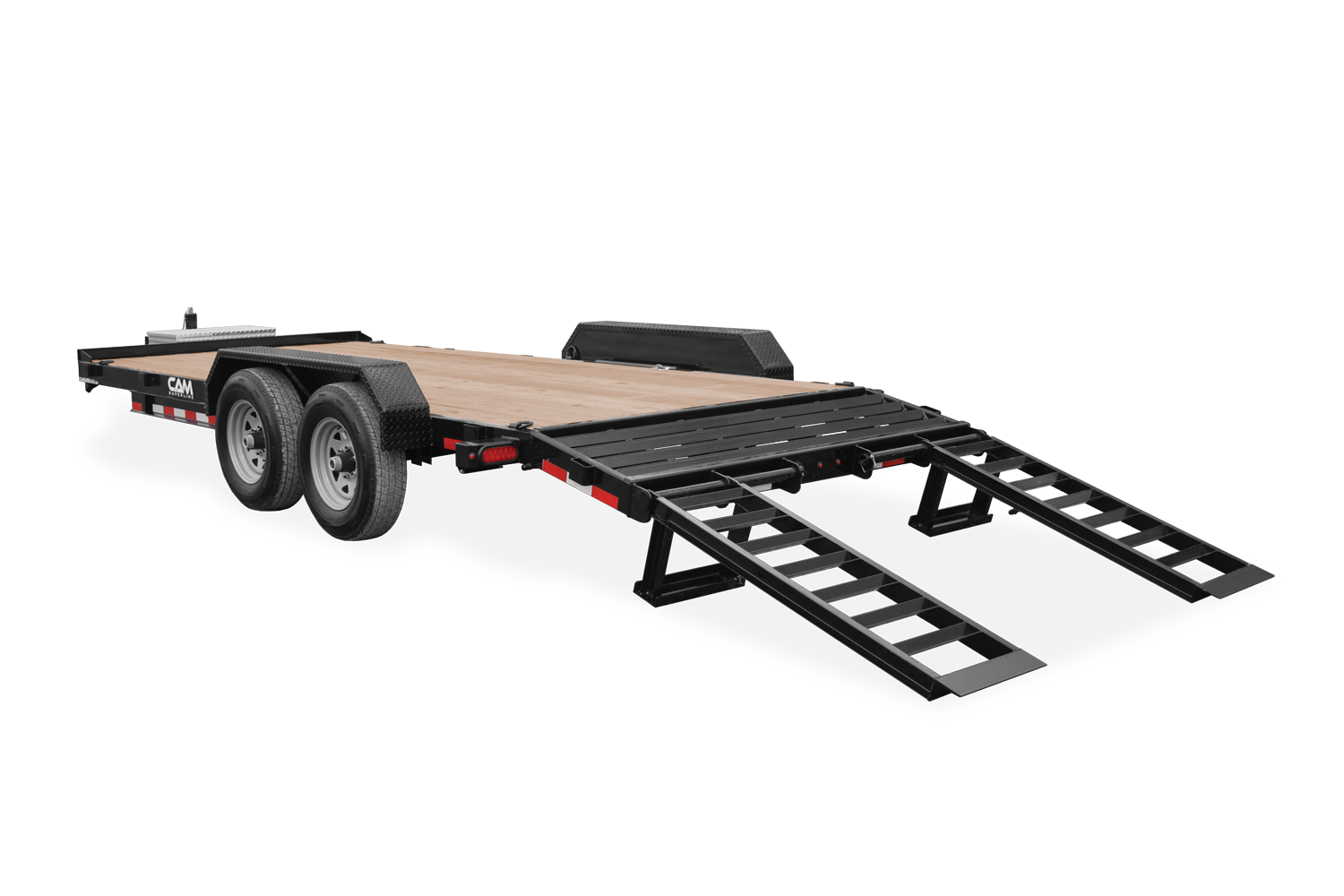Cam Superline | Channel Frame with Beavertail Trailer | Image | Back side of Channel Frame with Beavertail Trailer, ramps down