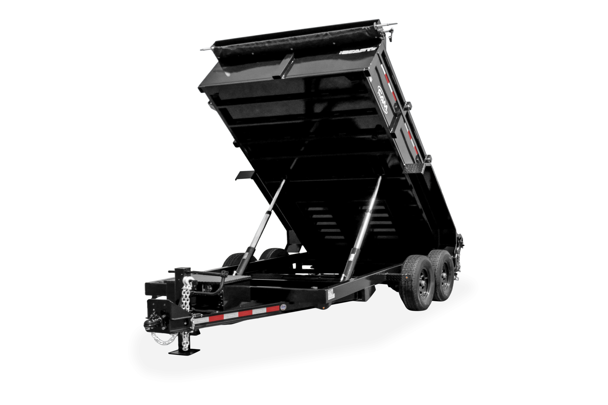 Cam Superline | The BEAST Dual Telescopic Dump | Image | Right and front side of black The BEAST Dual Telescopic Dump, raised up