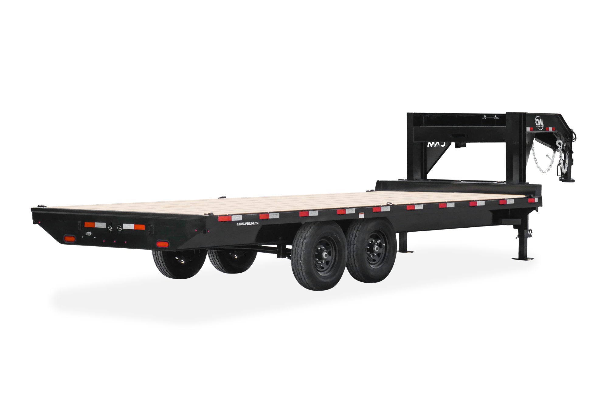 CAM Superline Deckover Flatbed Trailer Rear Angled View