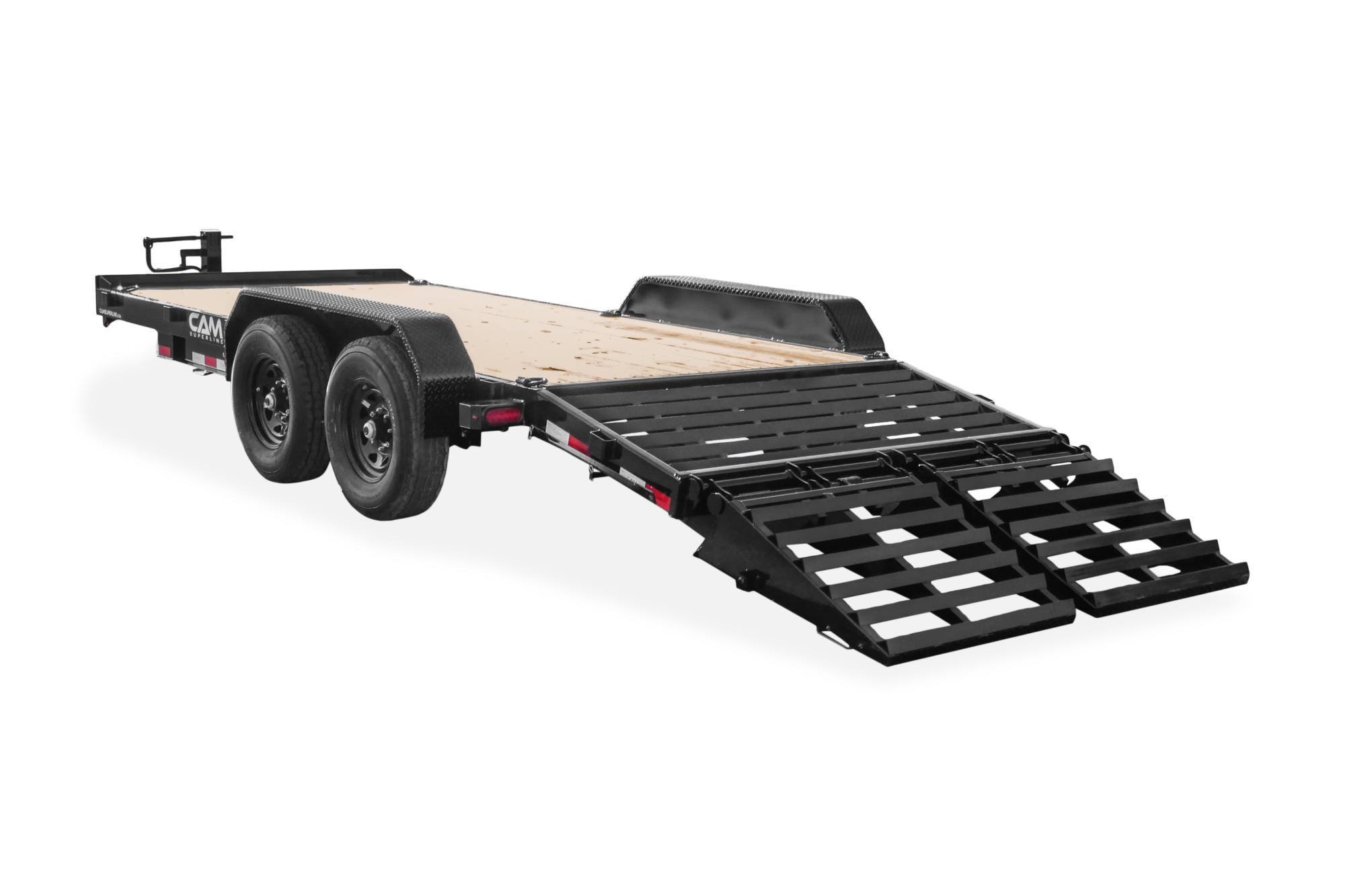 CAM Superline Super Ramp Equipment Trailer Rear View Ramp Down