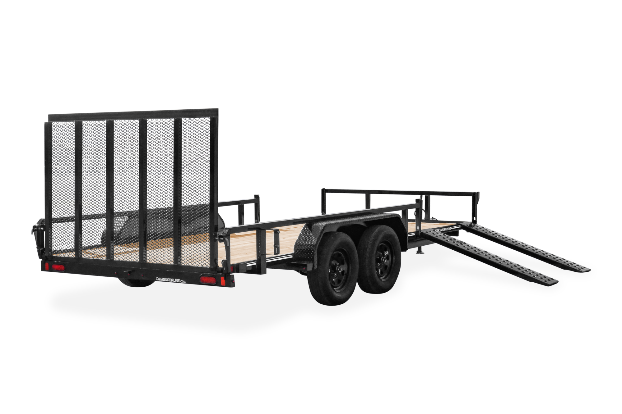 CAM ATV Utility Trailer Front View Rear Ramps Down