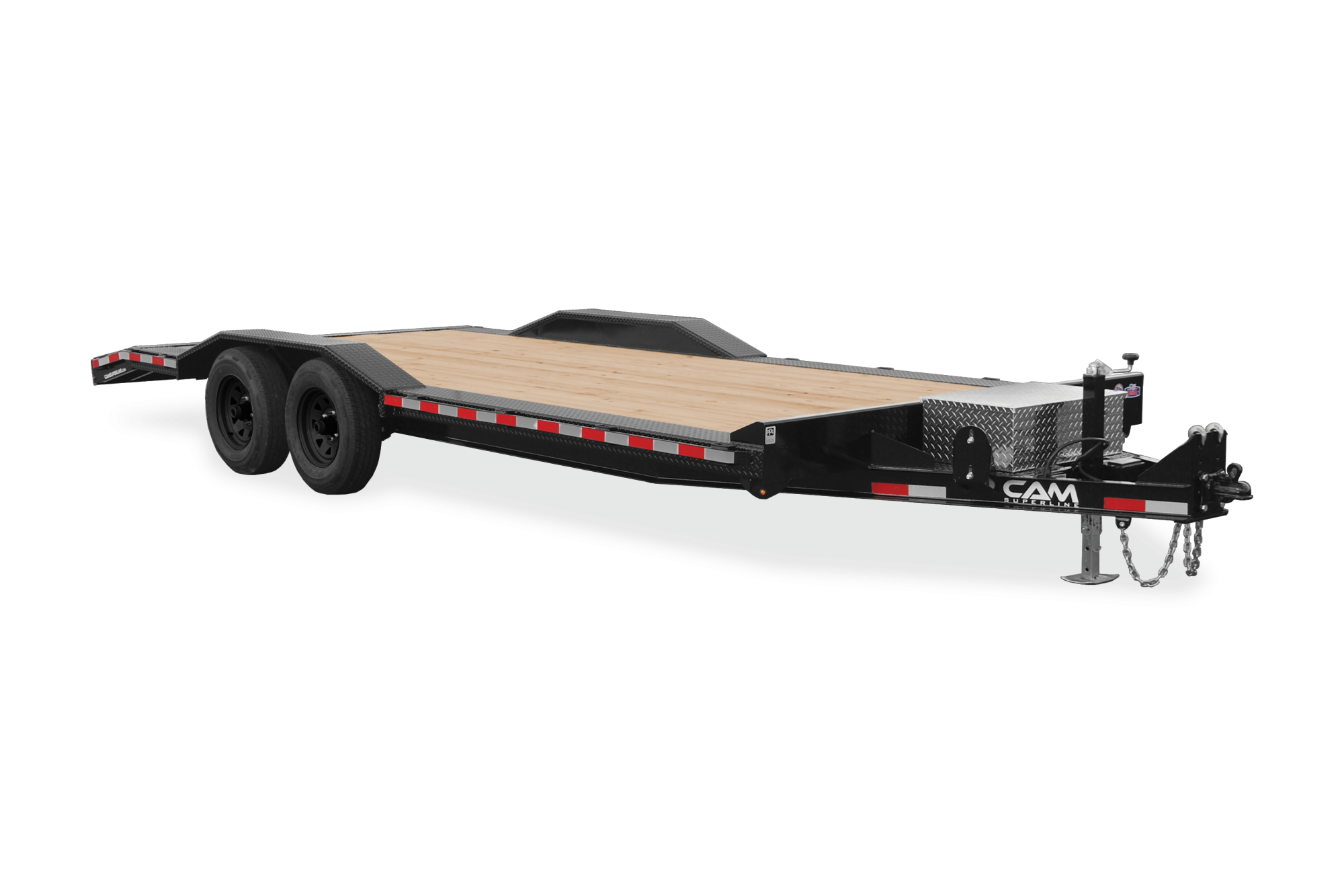 CAM Full Width Equipment Hauler Trailer Zoomed Out Front View