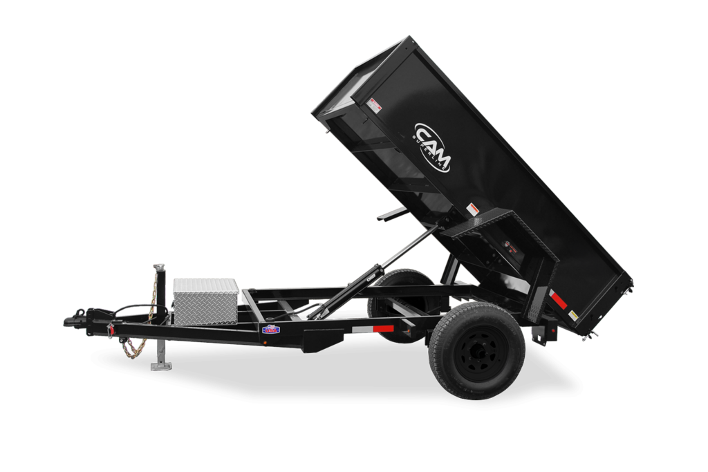 CAM Superline Single Axle Dump Trailer Side View Rear Up