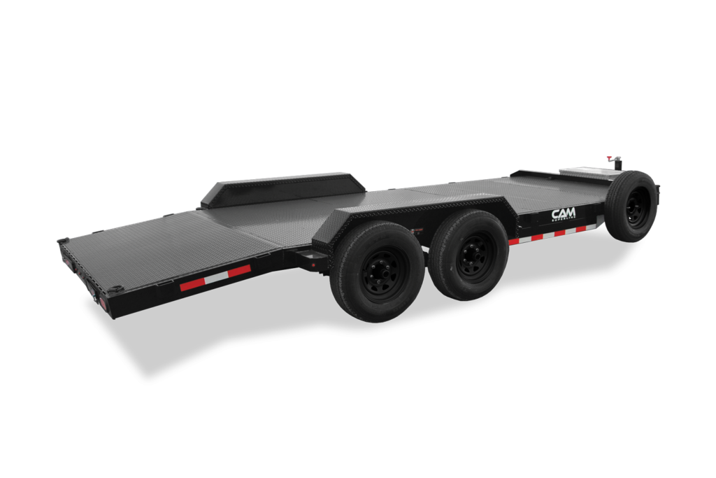 CAM Superline Steel Deck Car Hauler Trailer Rear Unloaded